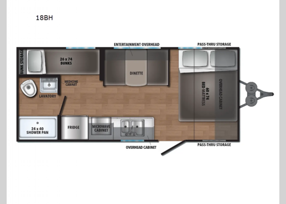 Floorplan - 2025 Compact 18BH Travel Trailer