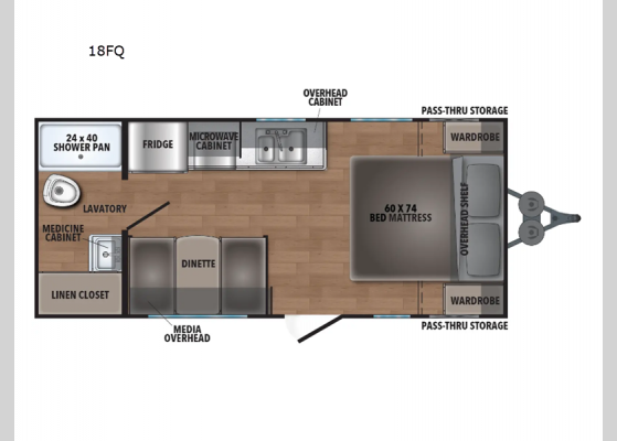 Floorplan - 2025 Compact 18FQ Travel Trailer