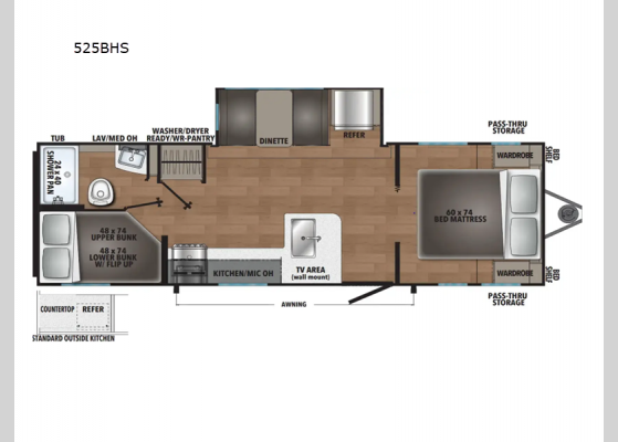 Floorplan - 2025 i-5 Edition 525BHS Travel Trailer