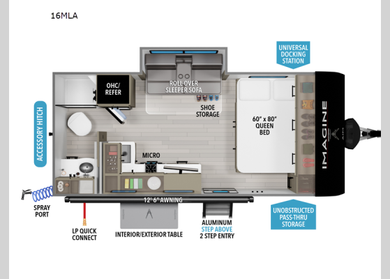 Floorplan - 2026 Imagine AIM 16MLA Travel Trailer