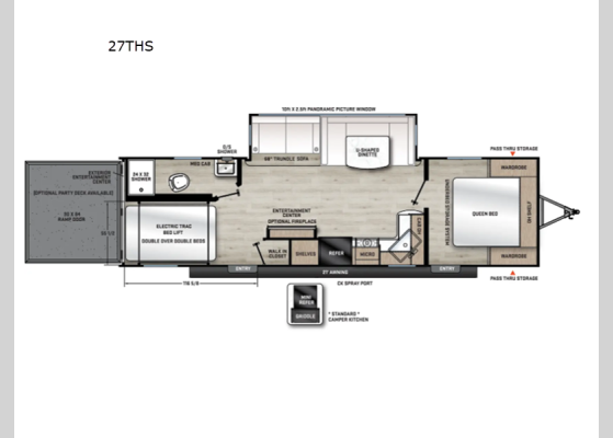 Floorplan - 2026 Catalina Trail Blazer 27THS Toy Hauler Travel Trailer