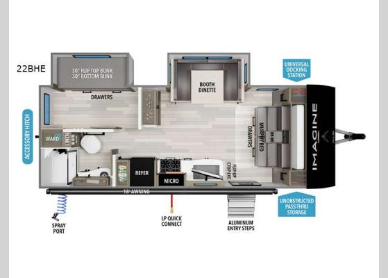 Floorplan - 2026 Imagine XLS 22BHE Travel Trailer