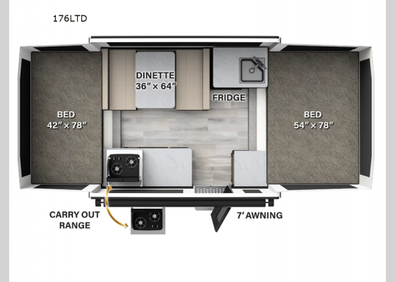 Floorplan - 2024 Flagstaff Limited Series 176LTD Folding Pop-Up Camper