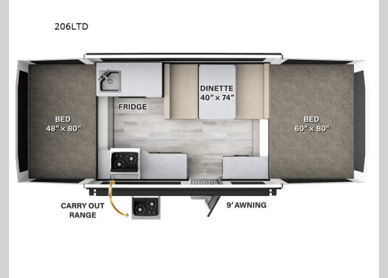 Floorplan - 2024 Flagstaff Limited Series 206LTD Folding Pop-Up Camper