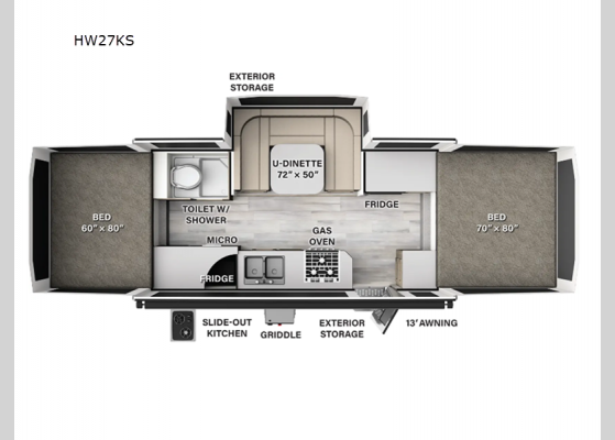 Floorplan - 2024 Flagstaff High Wall HW27KS Folding Pop-Up Camper
