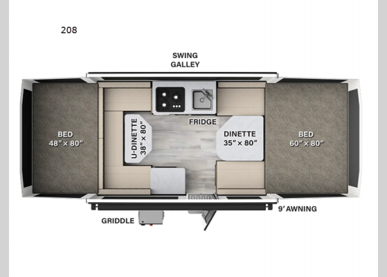 Floorplan - 2024 Flagstaff MAC Series 208 Folding Pop-Up Camper