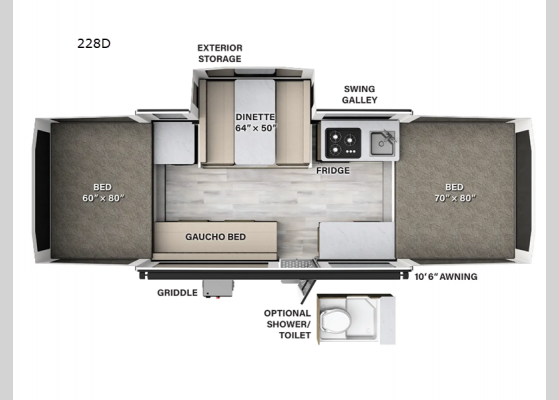Floorplan - 2024 Flagstaff MAC Series 228D Folding Pop-Up Camper