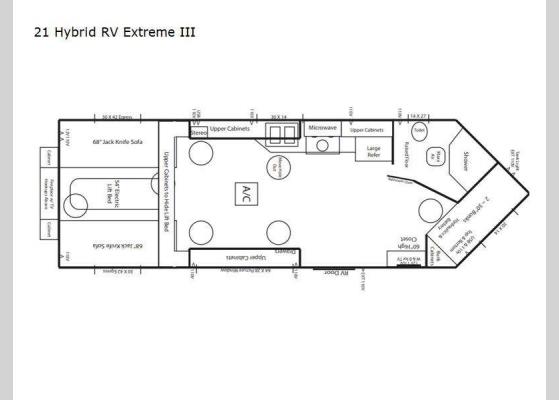 Floorplan - 2024 Ice Castle Fish Houses 21 Hybrid RV Extreme III Fish House