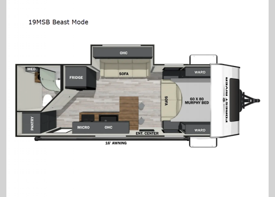 Floorplan - 2025 IBEX 19MSB Beast Mode Travel Trailer