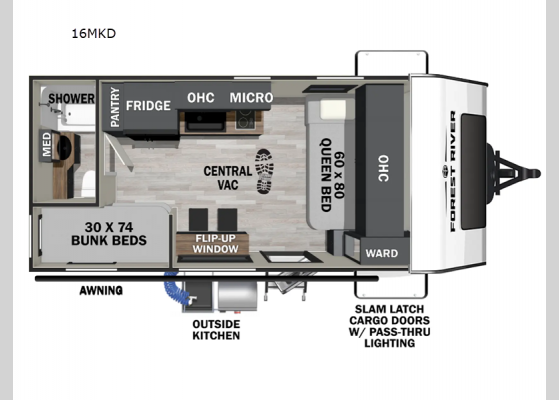 Floorplan - 2025 IBEX 16MKD Travel Trailer