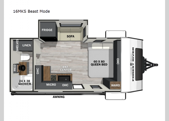 Floorplan - 2025 IBEX 16MKS Beast Mode Travel Trailer