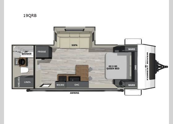 Floorplan - 2025 IBEX 19QRB Travel Trailer