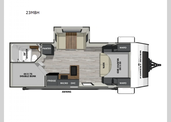 Floorplan - 2025 IBEX 23MBH Travel Trailer