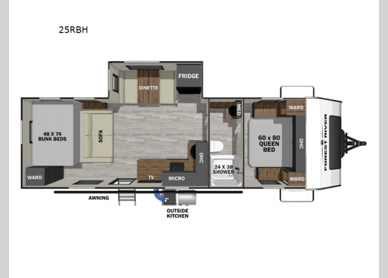 Floorplan - 2025 IBEX 25RBH Travel Trailer