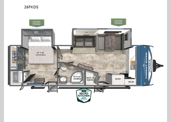Floorplan - 2026 Puma 26FKDS Travel Trailer
