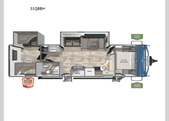 Floorplan - 2026 Puma 31QBBH Travel Trailer