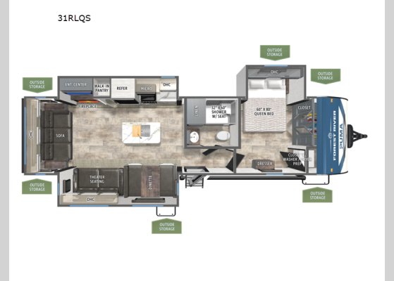 Floorplan - 2026 Puma 31RLQS Travel Trailer