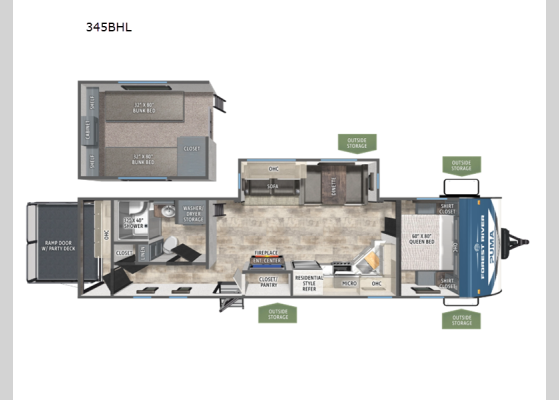 Floorplan - 2026 Puma 345BHL Travel Trailer