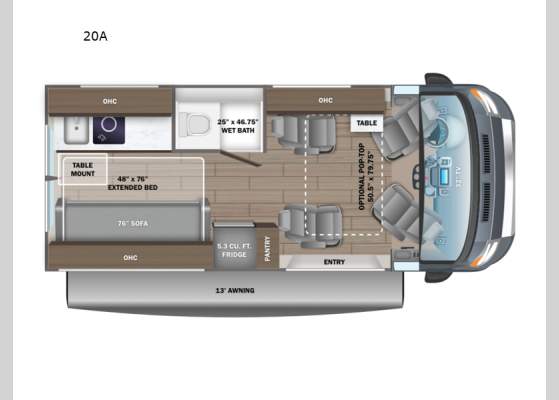 Floorplan - 2025 Ethos 20A Motor Home Class B