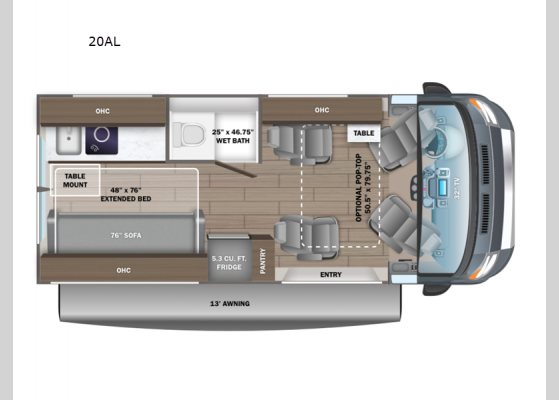 Floorplan - 2025 Ethos 20AL Motor Home Class B