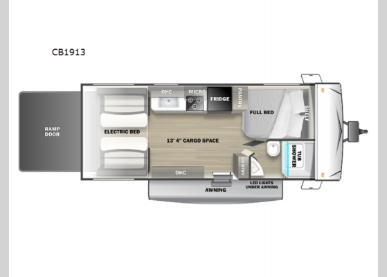 Floorplan - 2022 Stealth CB1913 Toy Hauler Travel Trailer