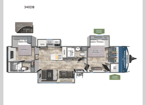 Floorplan - 2026 Puma 340DB Travel Trailer