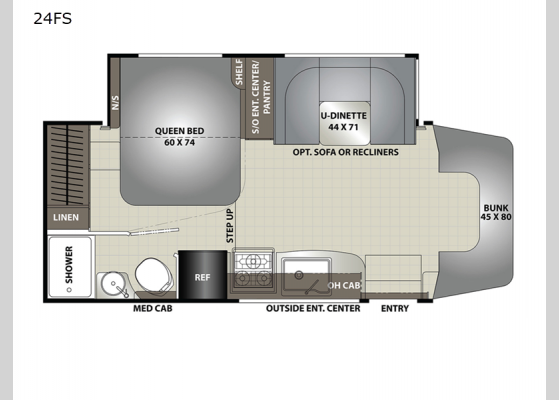 Floorplan - 2023 Prism Elite 24FS Motor Home Class C - Diesel