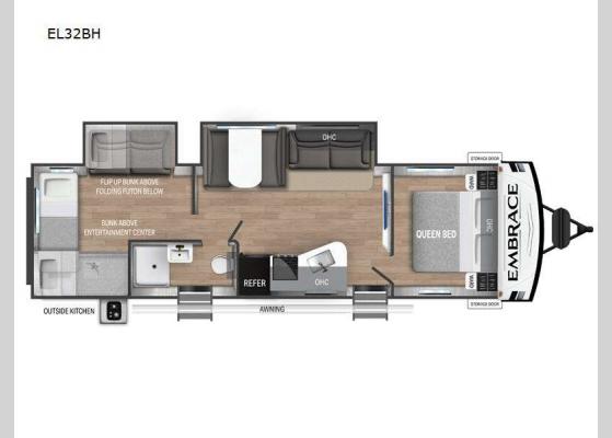 Floorplan - 2025 Embrace EL32BH Travel Trailer