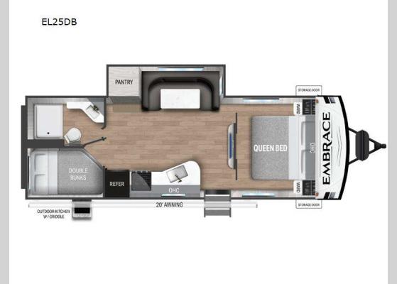 Floorplan - 2025 Embrace EL25DB Travel Trailer