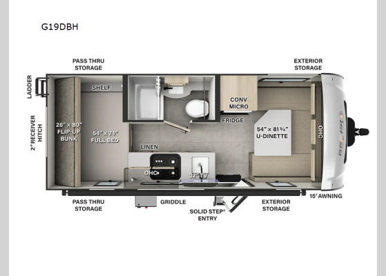 Floorplan - 2025 Rockwood GEO Pro G19DBH Travel Trailer