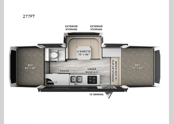 Floorplan - 2025 Rockwood Freedom Series 277FT Folding Pop-Up Camper