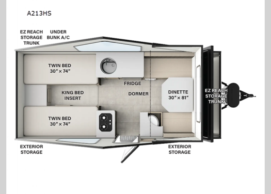 Floorplan - 2025 Rockwood Hard Side High Wall Series A213HS A-Frames