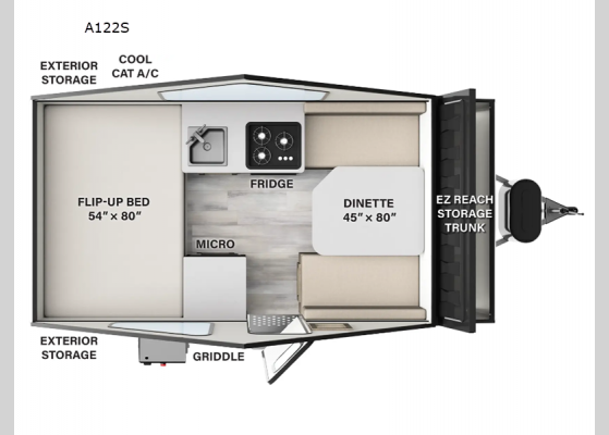 Floorplan - 2025 Rockwood Hard Side Series A122S A-Frames