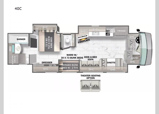 Floorplan - 2025 Berkshire XL 40C Motor Home Class A - Diesel