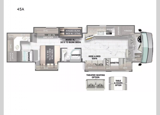 Floorplan - 2025 Berkshire XLT 45A Motor Home Class A - Diesel