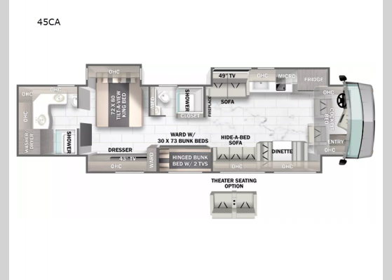 Floorplan - 2025 Berkshire XLT 45CA Motor Home Class A - Diesel