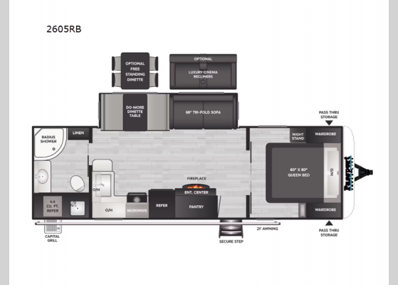 Floorplan - 2025 Passport Super Lite 2605RB Travel Trailer