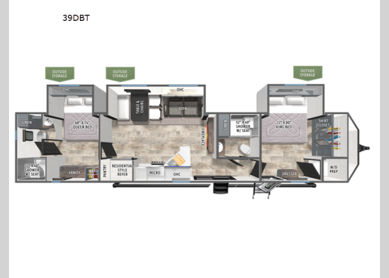Floorplan - 2026 Puma Vista 39DBT Destination Trailer