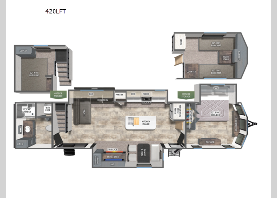 Floorplan - 2026 Puma Vista 420LFT Destination Trailer