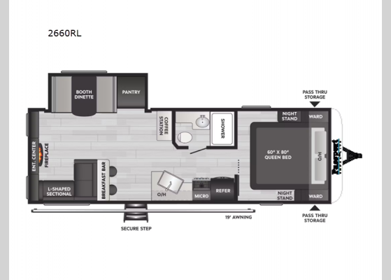 Floorplan - 2025 Passport Super Lite 2660RL Travel Trailer