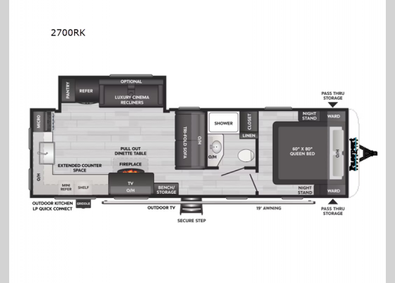 Floorplan - 2025 Passport Super Lite 2700RK Travel Trailer