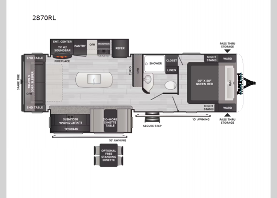 Floorplan - 2025 Passport Super Lite 2870RL Travel Trailer