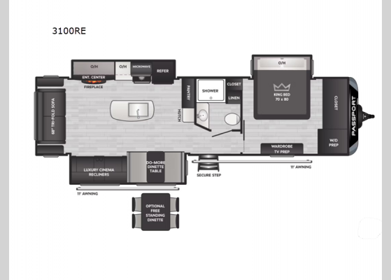 Floorplan - 2025 Passport 3100RE Travel Trailer