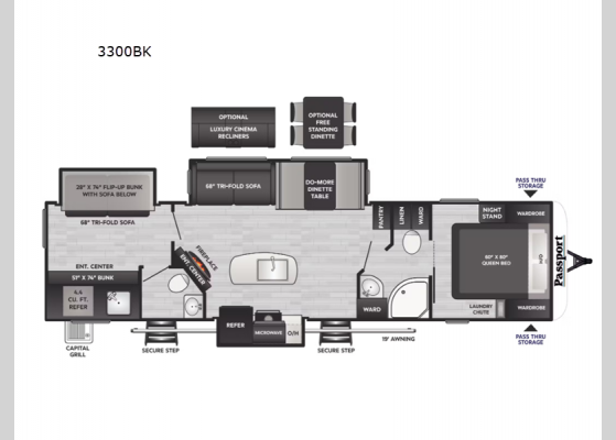 Floorplan - 2025 Passport 3300BK Travel Trailer