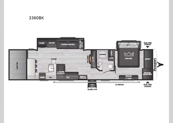 Floorplan - 2025 Passport 3360BK Travel Trailer