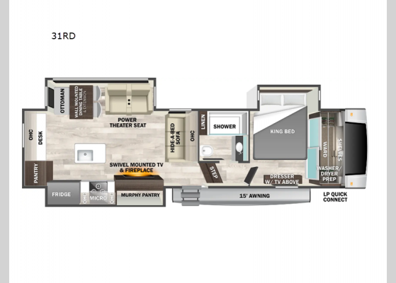 Floorplan - 2025 Cedar Creek Experience 31RD Fifth Wheel