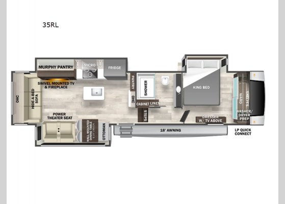 Floorplan - 2025 Cedar Creek Experience 35RL Fifth Wheel