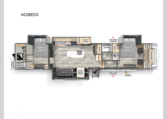 Floorplan - 2025 Wildcat 402BEDS Fifth Wheel