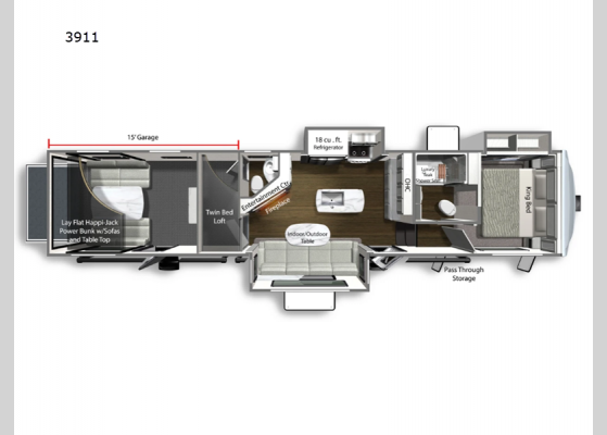 Floorplan - 2024 Triton 3911 Toy Hauler Fifth Wheel