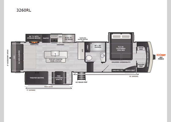 Floorplan - 2024 Arcadia 3260RL Fifth Wheel